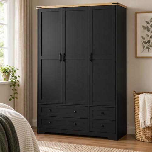 Wardrobe black door - 4, drawer
