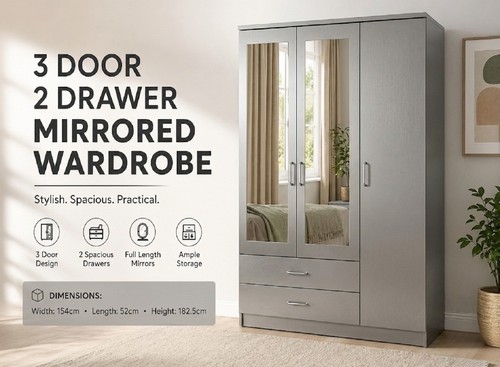 Grey door mirror - 3, wardrobe