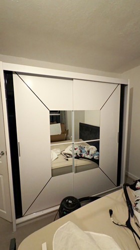 White mirrored sliding door - sliding,