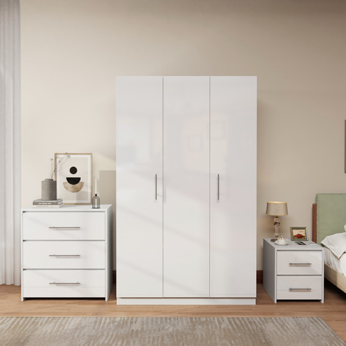 White high gloss wardrobe - white, 3