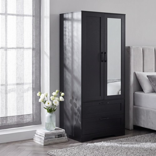 Wooden wardrobe mirror 2 - wardrobe, w/mirror